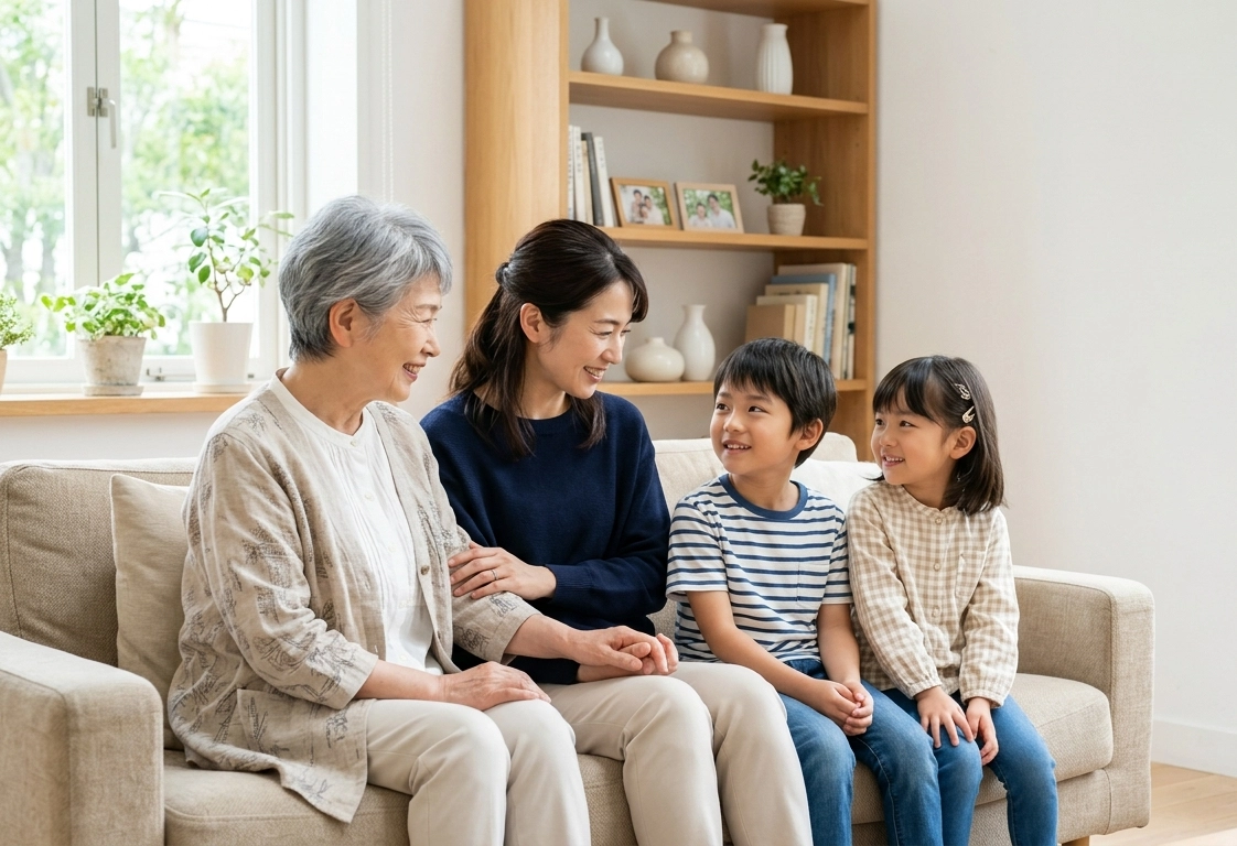 家族と笑顔で過ごす高齢者のイメージ