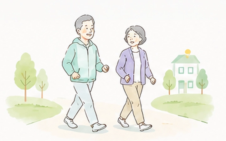 地域の中を歩く高齢者のイメージ